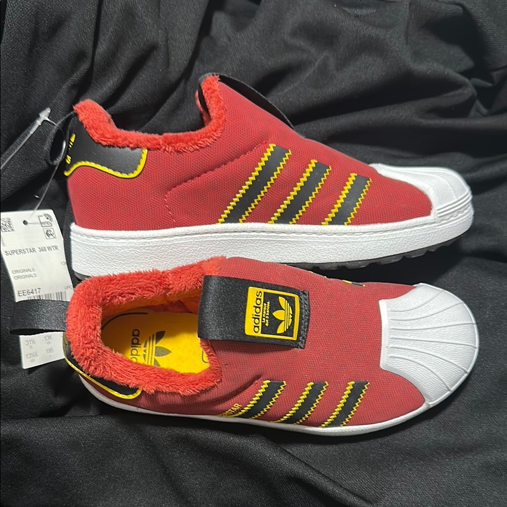 Adidas Red and Yellow Sneakers Slip-On Design